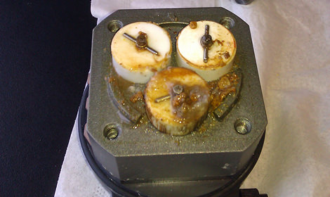 Lack of scheduled preventive maintenance on this chromatography auto-injection pump resulted in product loss, as well as costly, extensive damage to the entire pump. Early detection of the cracked pump cylinder, through regular preventive maintenance, could have greatly reduced the cost of repair on this unit.